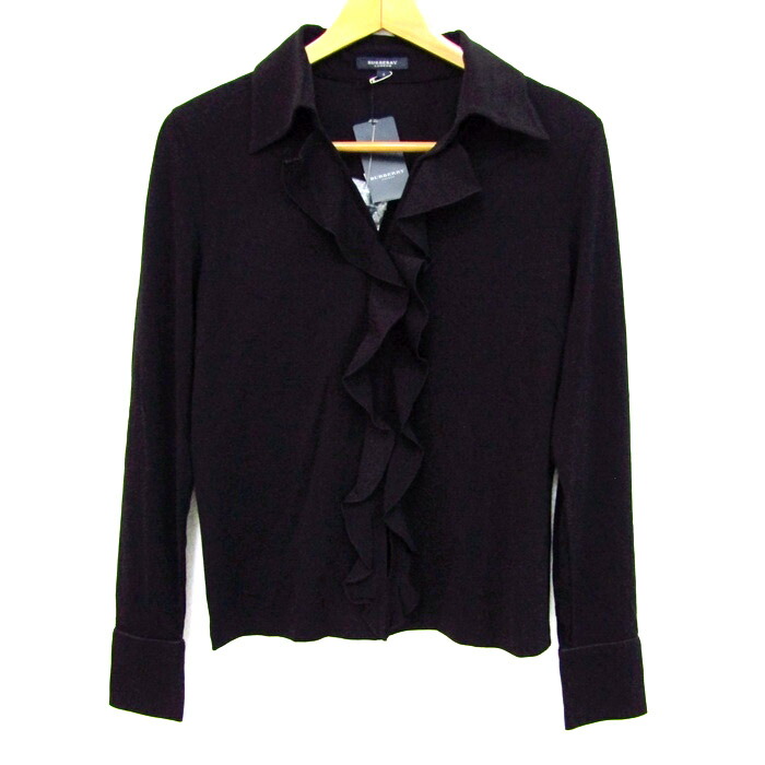 バーバリーロンドン　フリルブラウス　シャツ　ホースロゴ刺繍　三陽商会　カジュアル バーバリーロンドン フリルブラウス シャツ ホースロゴ刺繍 三陽