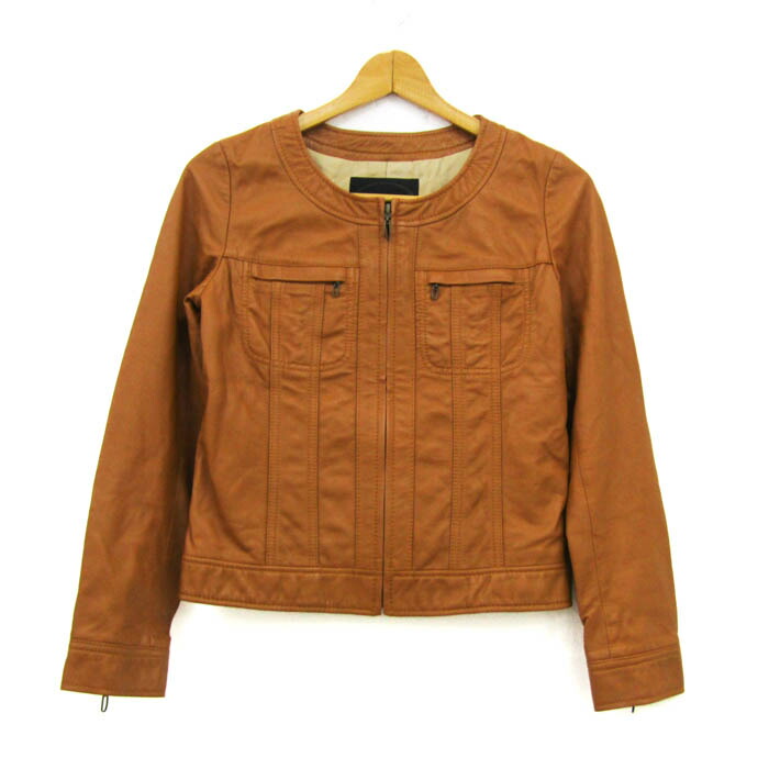 【楽天市場】アンタイトル レザーブルゾン 羊革 ジャケット ブランド アウター レディース 2サイズ ブラウン UNTITLED 【中古