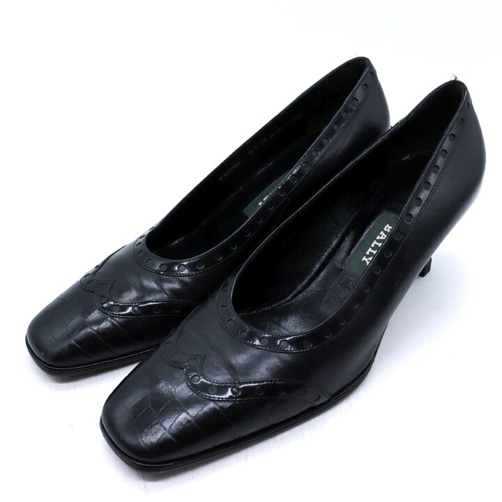 楽天市場】バリー BALLY ローヒール パンプス レザー ブラック サイズ