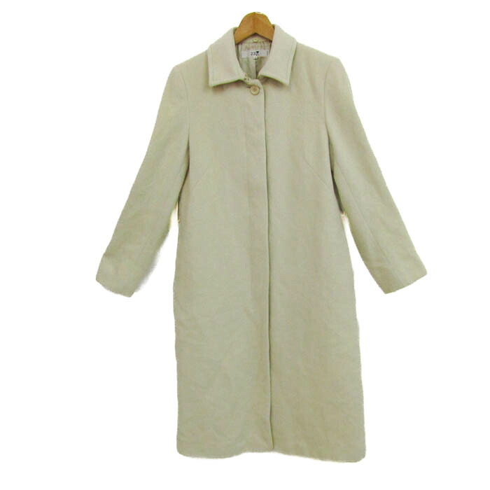 【39％OFFクーポン配布中 7/19 20:00～7/26 01:59】ニジュウサンク ロングコート ウールコート アウター アンゴラ混 レディース 40サイズ クリーム 23区 【中古】｜Thumbs-up 12,240円