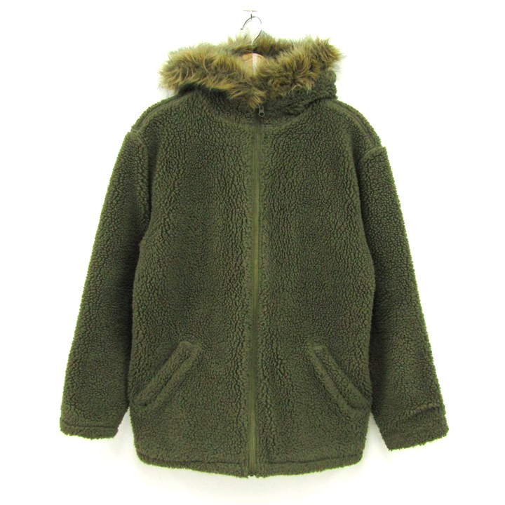 アヴィレックス パーカー トップス ボアフリース ジャケット ファー メンズ Mサイズ グリーン AVIREX 【中古】｜Thumbs-up