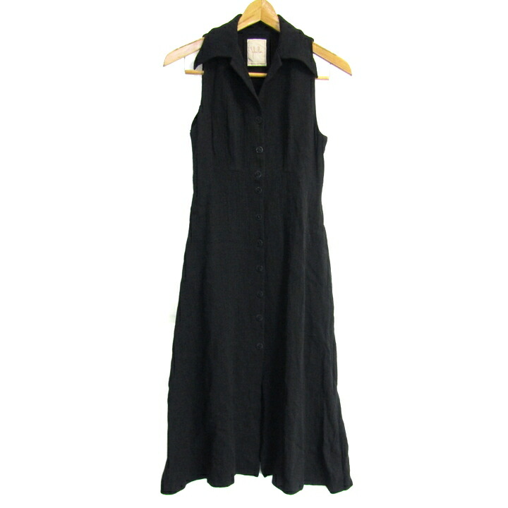 シビラ ロングワンピース トップス ノースリーブ リネン混 レディース 40サイズ ブラック Sybilla 【中古】