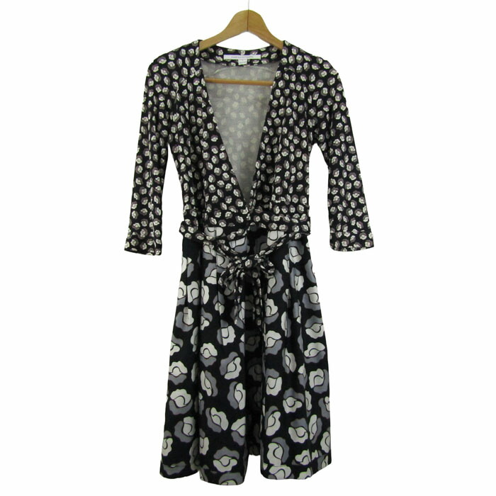 ダイアンフォンファステンバーグ 衣装 7分袖 絹地 トップス 黒 レディース 黒いこと DIANE VON FURSTENBERG 【中古】