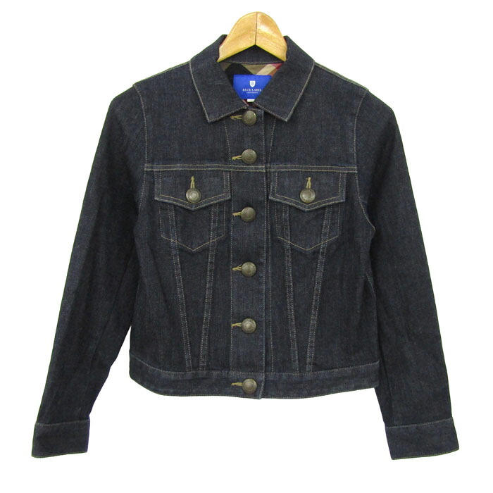 ブルーレーベル・クレストブリッジ デニムジャケット アウター Gジャン レディース 38サイズ ネイビー BLUE LABELCRESTBRIDGE 【中古】｜Thumbs-up