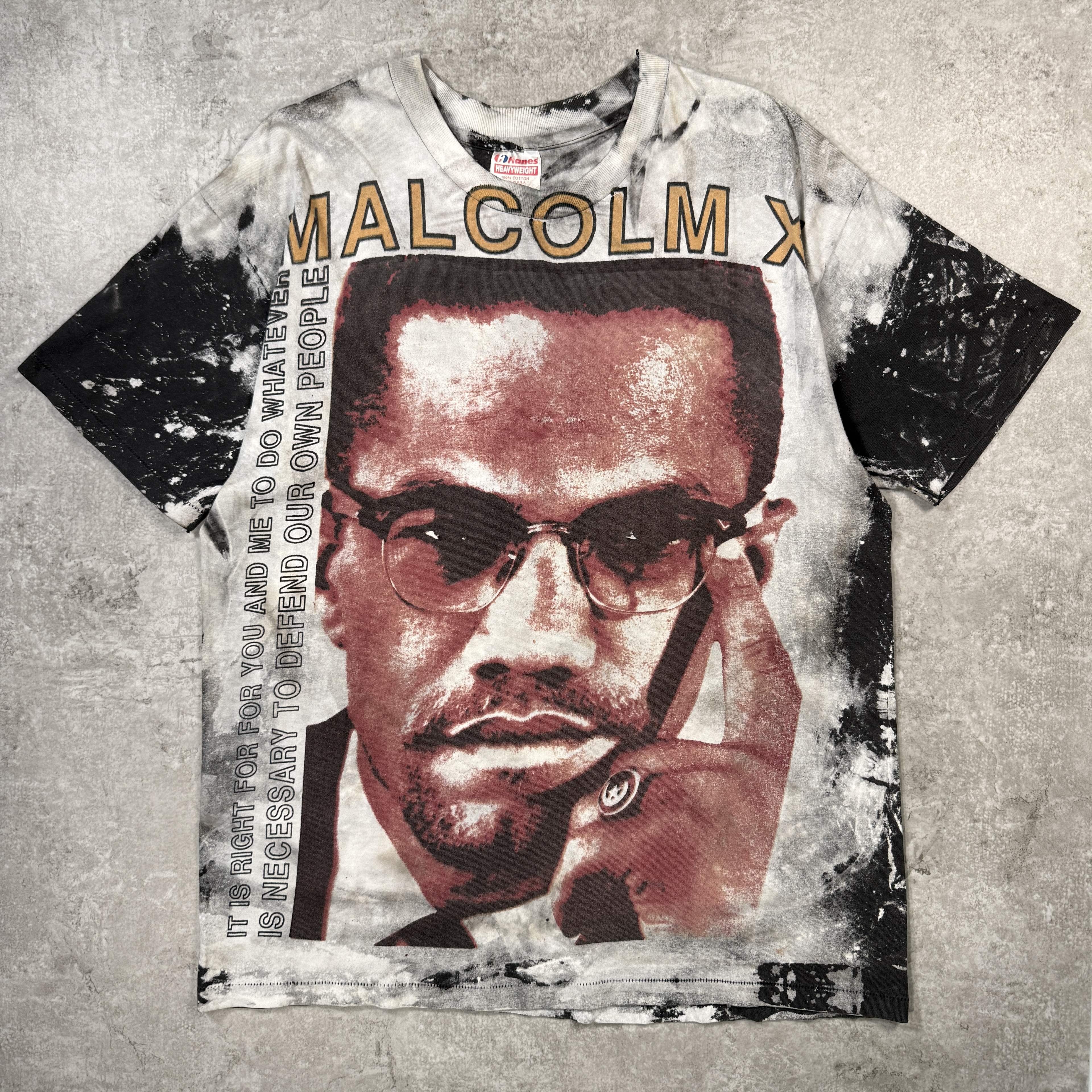 00s MALCOLM X マルコムX 偉人 Tシャツ ビンテージ Malcolm X - Made In USA】ヴィンテージ マルコムX プリント T