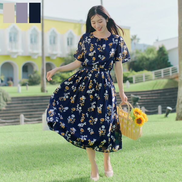 【新色加えること】 大花柄シフォン衣裳 レディース プルオーバー レディース 衣裳 マキシ丈 ロング丈 花柄 御花 シフォン 好いたらしいめ たわい無い 体型取りまかなう 春 夏 シワになりにくい ウォッシャブル 洗える 30代 40代 50代 ティアクラッセ