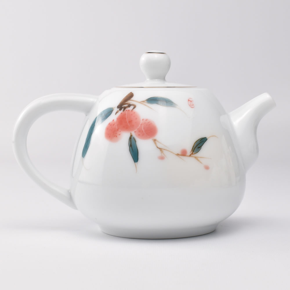 中国 色絵 花盆絵 六方 茶壷 DT448 25636 人間国宝 14代酒井田柿右衛門 (濁手牡丹地文六角花瓶