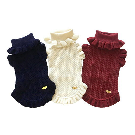 ミムット mimtto Ruffle sleeve knit(3/4/5)【小型犬 ウエアトップス スウェーター 消音装置 編み物/ 犬服 セレブ】 貨物輸送無料