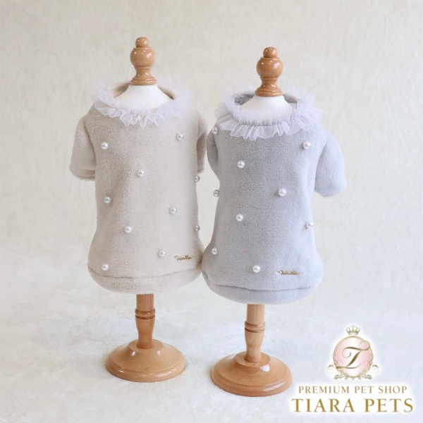 ミムット mimtto Eco-fur jacket with pearls【小型犬 犬服 上衣 アウター トップス セレブ】