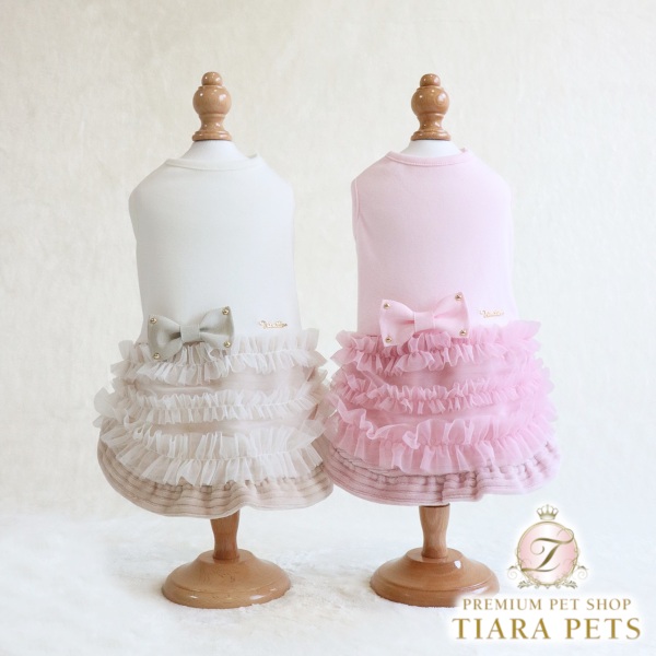 ミムット mimtto Layered tulle and jersey dress【小型犬 犬服 トップス ロンパース 衣装 セレブ】