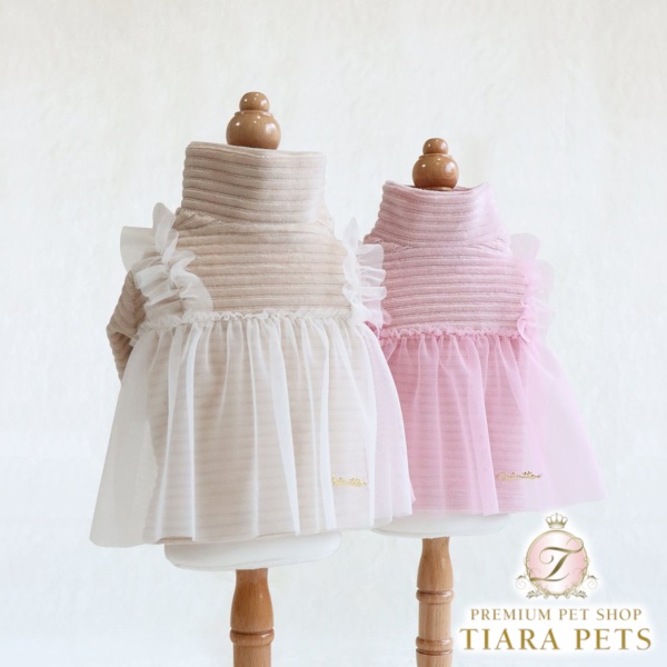 ミムット mimtto Layered tulle and jersey top【小型犬 犬服 トップス 編み物 スウェーター セレブ】