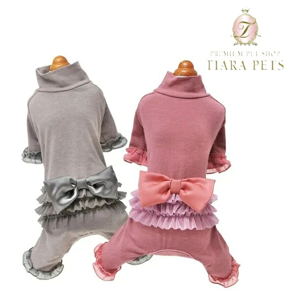 ゴッドピヴァ GODPIVA テラヘルツリボン袖付き添い人ロンパース【小型犬 犬服 御召しもの ロンパース セレブ】