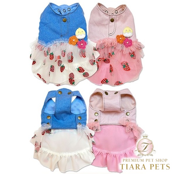 J\u0026Kアニマルズ J\u0026K animals いちごジーンズOP【小型犬 犬服 衣装 肌付き】