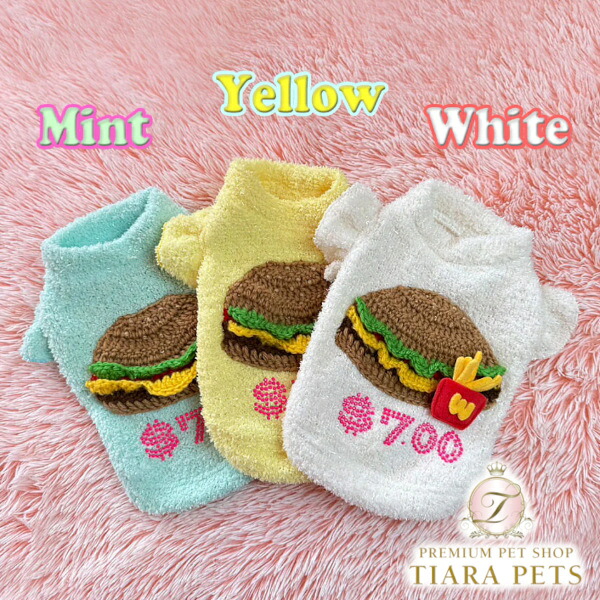 J\u0026Kアニマルズ J\u0026K animals バーガーティーシャツ【小型犬 犬服 トップス ティーシャツ 編み物】