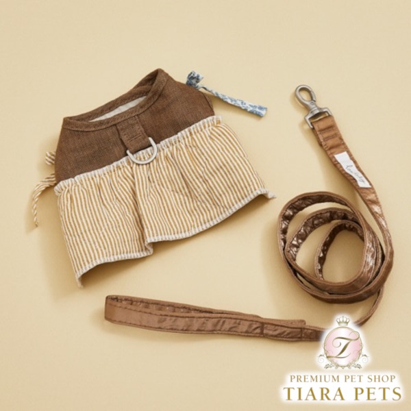 【最大3,000円OFFクーポン配布中★ポイント2倍】ルイスドッグ louisdog Danish Quilted Harness Set/Choco Brown【小型犬 犬用 ハーネス リード セット セレブ】｜TIARA PETS