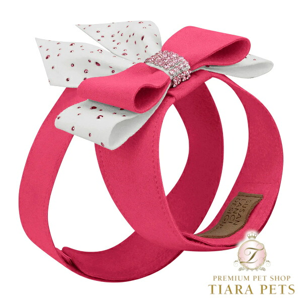【最大3,000円OFFクーポン配布中★ポイント2倍】スーザンランシー Susan Lanci DESIGNS Pink is Love Double Tail Bow Tinkie Harness 受注生産【小型犬 犬用 ハーネス セレブ】|TIARA PETS