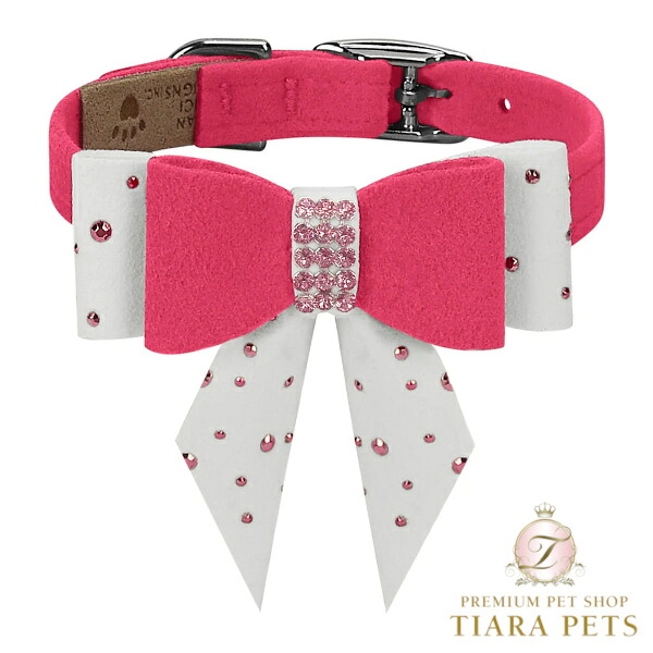 【最大3,000円OFFクーポン配布中★ポイント2倍】スーザンランシー Susan Lanci DESIGNS Pink is Love Double Tail Bow Collar 受注生産【小型犬 犬用 ハーネス セレブ】|TIARA PETS