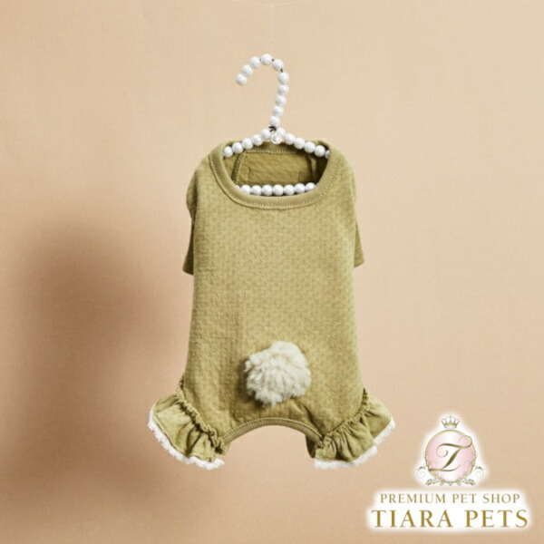 ルイスドッグ louisdog Bunny Tail Pants/Leaf Green【小型犬 犬服 ロンパース 繋ぎ ズボン下 オールインワン セレブ】