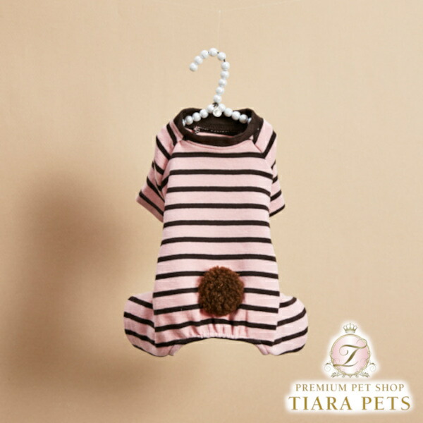 ルイスドッグ louisdog Bunny Tail Pants/Blush Stripes【小型犬 犬服 ロンパース 繋ぎ ズボン下 オールインワン セレブ】