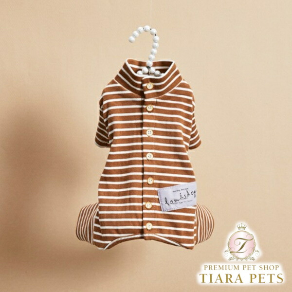 ルイスドッグ louisdog Button Stripe Pants/Amber【小型犬 犬服 ロンパース 繋ぎ ズボン下 オールインワン セレブ】