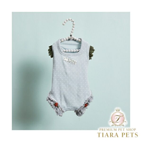 ルイスドッグ louisdog Sunday Square Romper/Sky Mist【小型犬 犬用 ドッグウエア 御召しもの ロンパース セレブ】