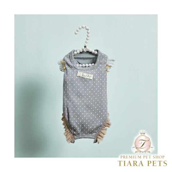 ルイスドッグ louisdog Sunday Square Romper/Mist Grey【小型犬 犬用 ドッグウエア 御召しもの ロンパース セレブ】