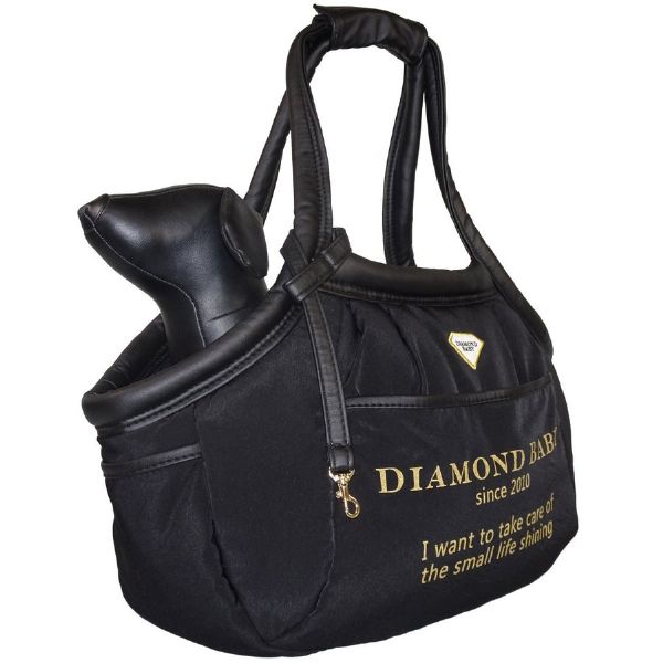 ダイヤモンドベイビー Diamond Baby マシュマロ イージー キャリーバッグ ブラックファイユ Dbロゴプリント M 小型犬 キャリーバッグ セレブ 送料無料 Umu Ac Ug