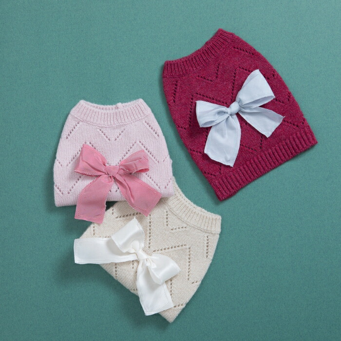 ルイスドッグ louisdog Ribbon Pointelle Cashmere Sweater(L)【小型犬 犬服 お召しもの トップス 編み物 スウェーター セレブ】 貨物輸送無料