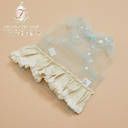 【最大3,000円OFFクーポン配布中★ポイント2倍】ルイスドッグ louisdog Mesh Bow TOP/Sky【小型犬 犬服 ウエア トップス ノースリーブ 】送料無料|TIARA PETS
