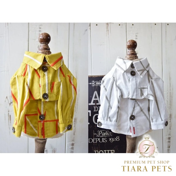 【最大3,000円OFFクーポン配布中★ポイント2倍】プエルト PUERTO 幾何学長袖シャツ【小型犬 犬服 ウエア トップス 長袖 シャツ セレブ 】｜TIARA PETS