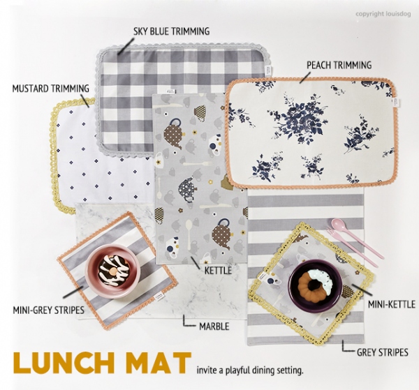 【楽天市場】ルイスドッグ louisdog Lunch Mat(スカイブルートリミング/マスタードトリミング/ピーチトリミング)【小型犬