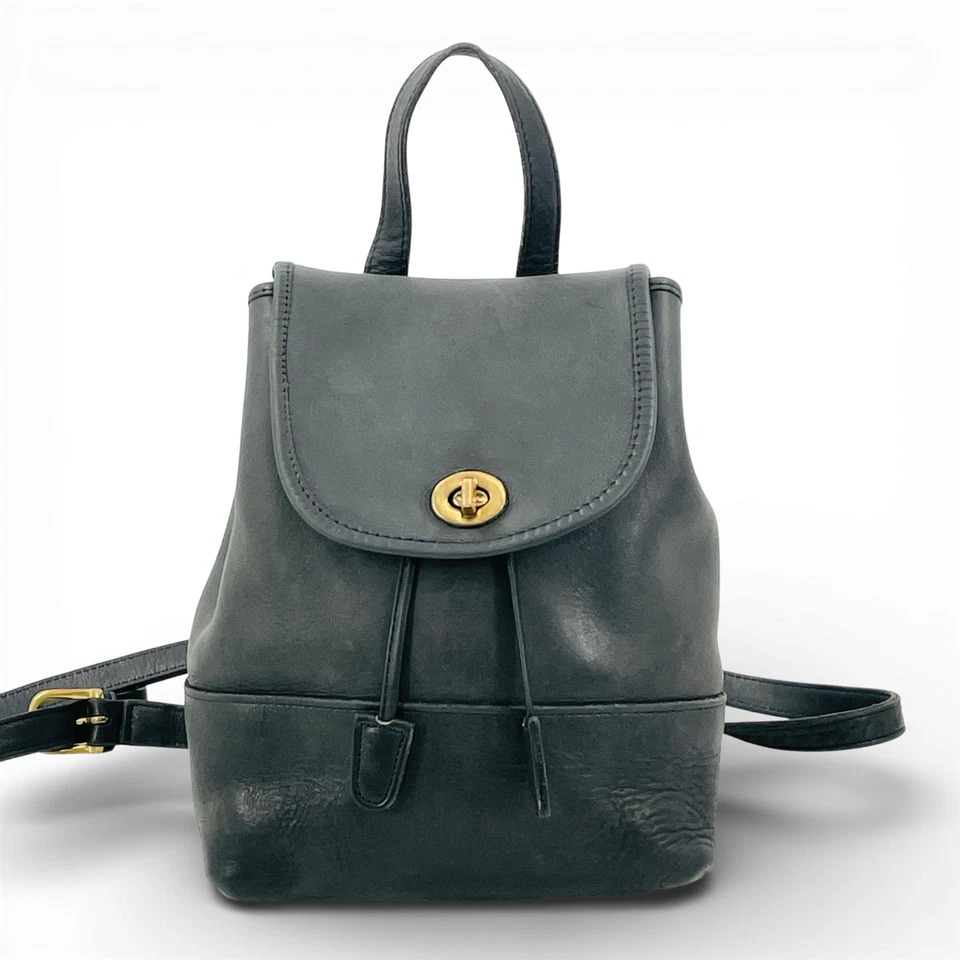 【中古】COACH オールドコーチ バックパックブラック レザー アメリカ製 レディース