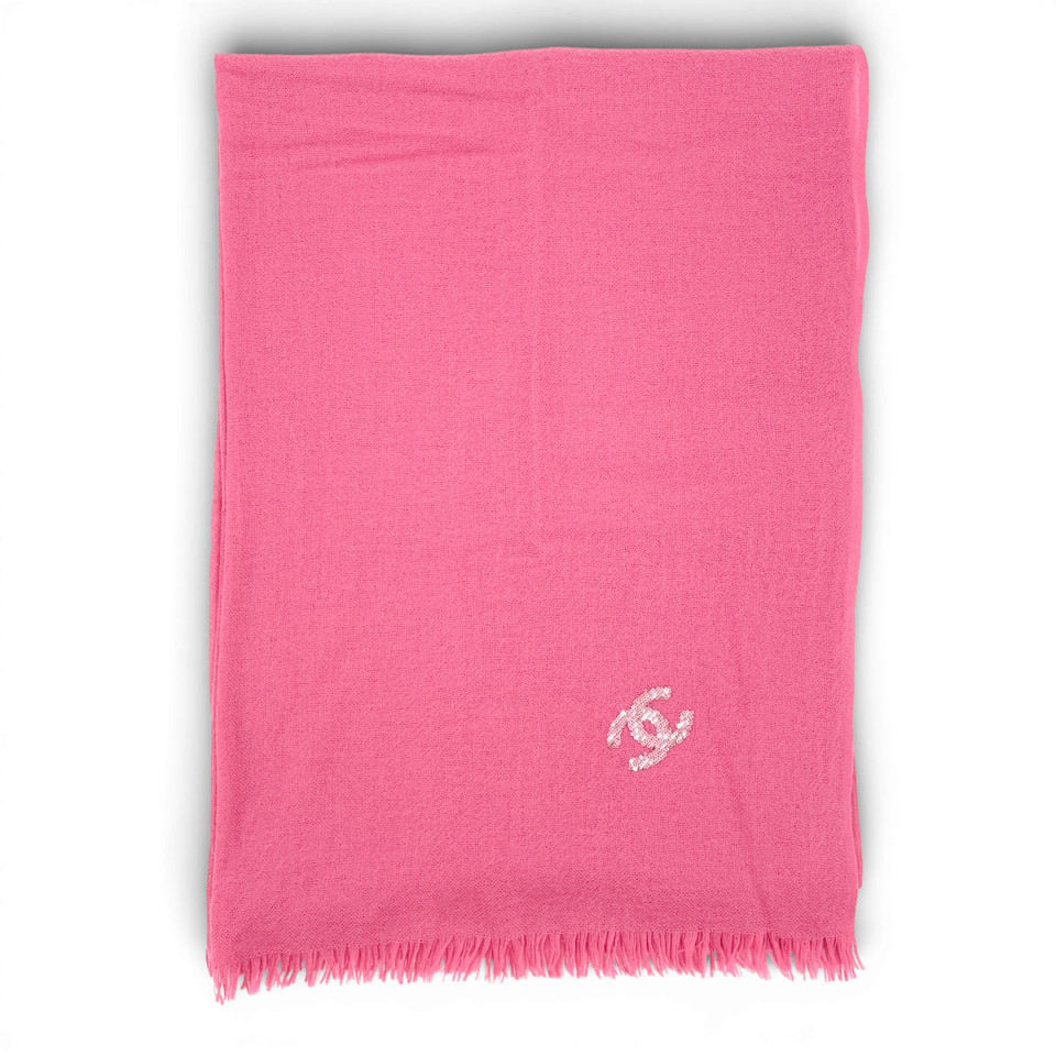 【中古】美品 CHANEL 100% カシミア ピンク スカーフ 28,535円