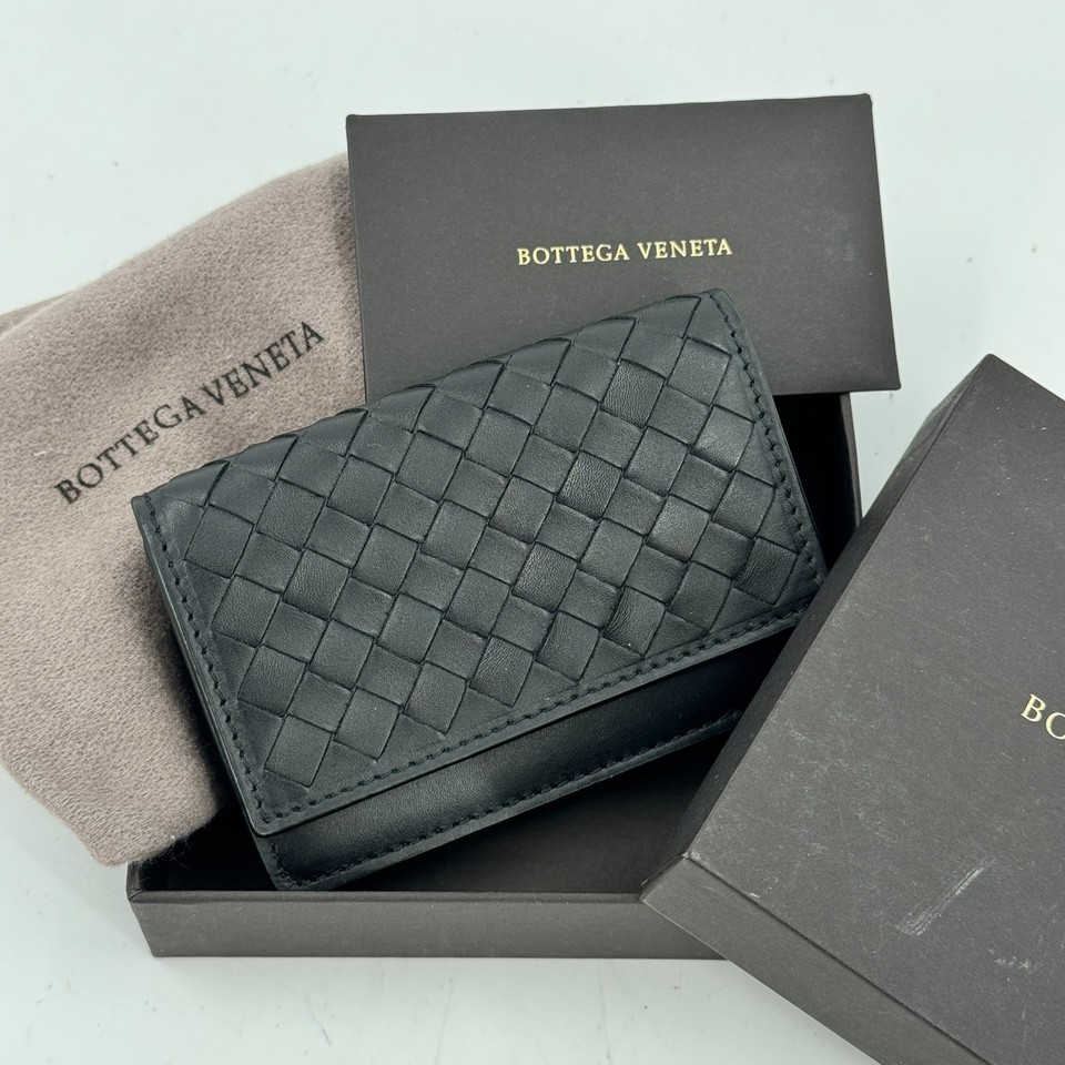 【中古】美品 Bottega Veneta イントレチャート ブラック カードケース 21,630円