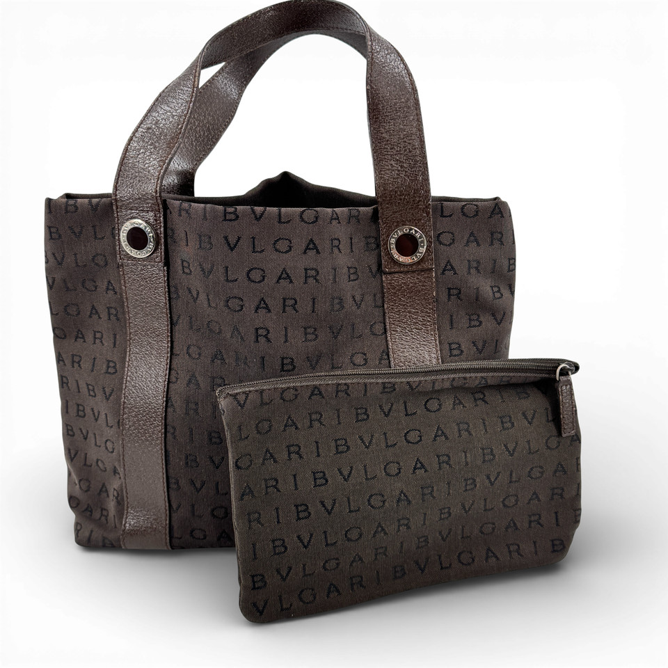 【中古】BVLGARI ロゴマニア　ブラウン キャンバス トートバッグ｜Tibi Trunk　店