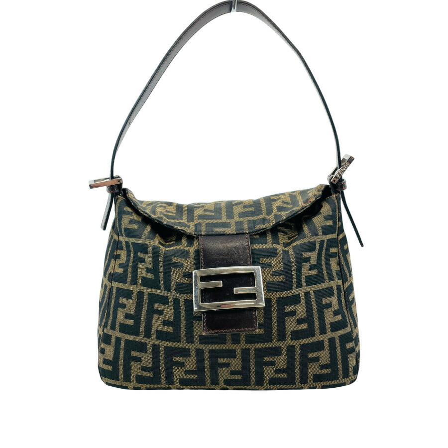 【中古】FENDI フェンディ ズッカ 一ショルダーバッグ 肩かけ 帆布 赤銅色 レディース