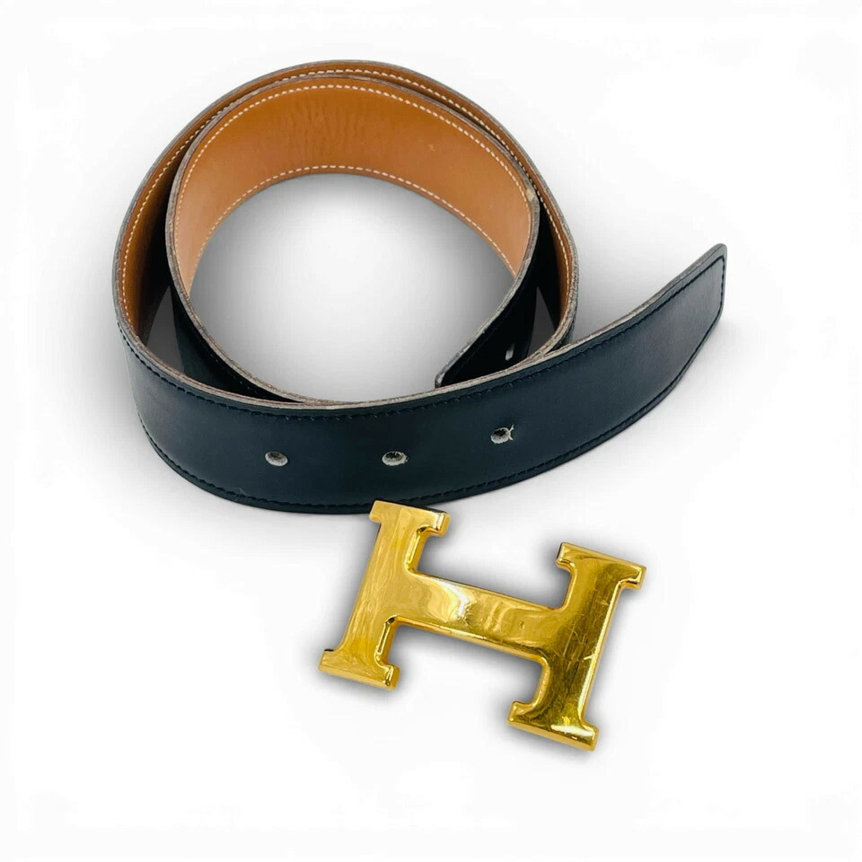 【中古】HERMES 変わらない 胴締め ロゴタイプ リヴァーシブル なめし革 フランス共和国製 レディースベルト-バッグ・小物・ブランド雑貨-ベルト・サスペンダー