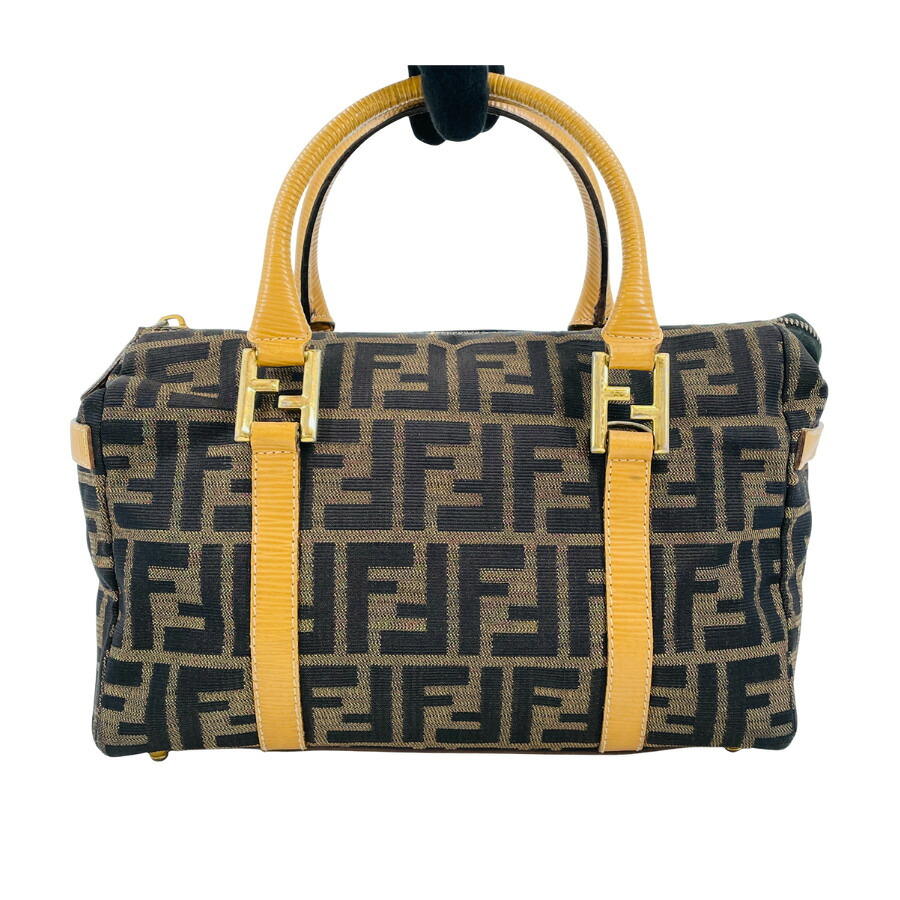 【中古】FENDI フェンディ ズッカ 2WAY ボストンバッグ ハンドバッグ ミニボストン ブラウン レディース