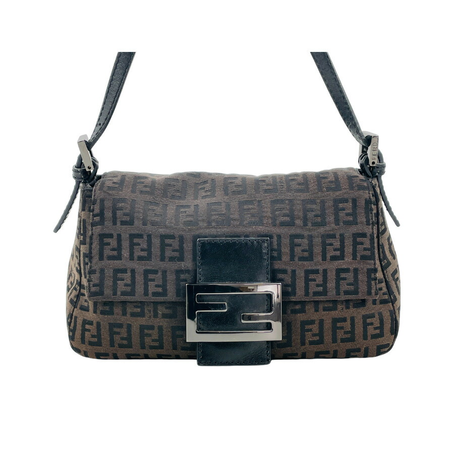 【中古】美品 FENDI フェンディ ズッカ マンマバケット ショルダーバッグ 一肩肉 赤銅色 レディース
