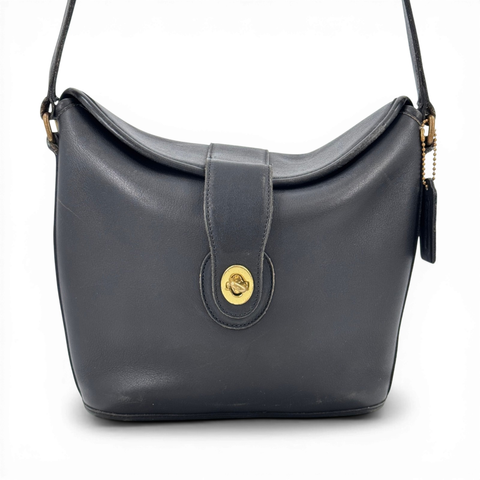 【中古】COACH ショルダーバッグ ブラック フルグレインレザー