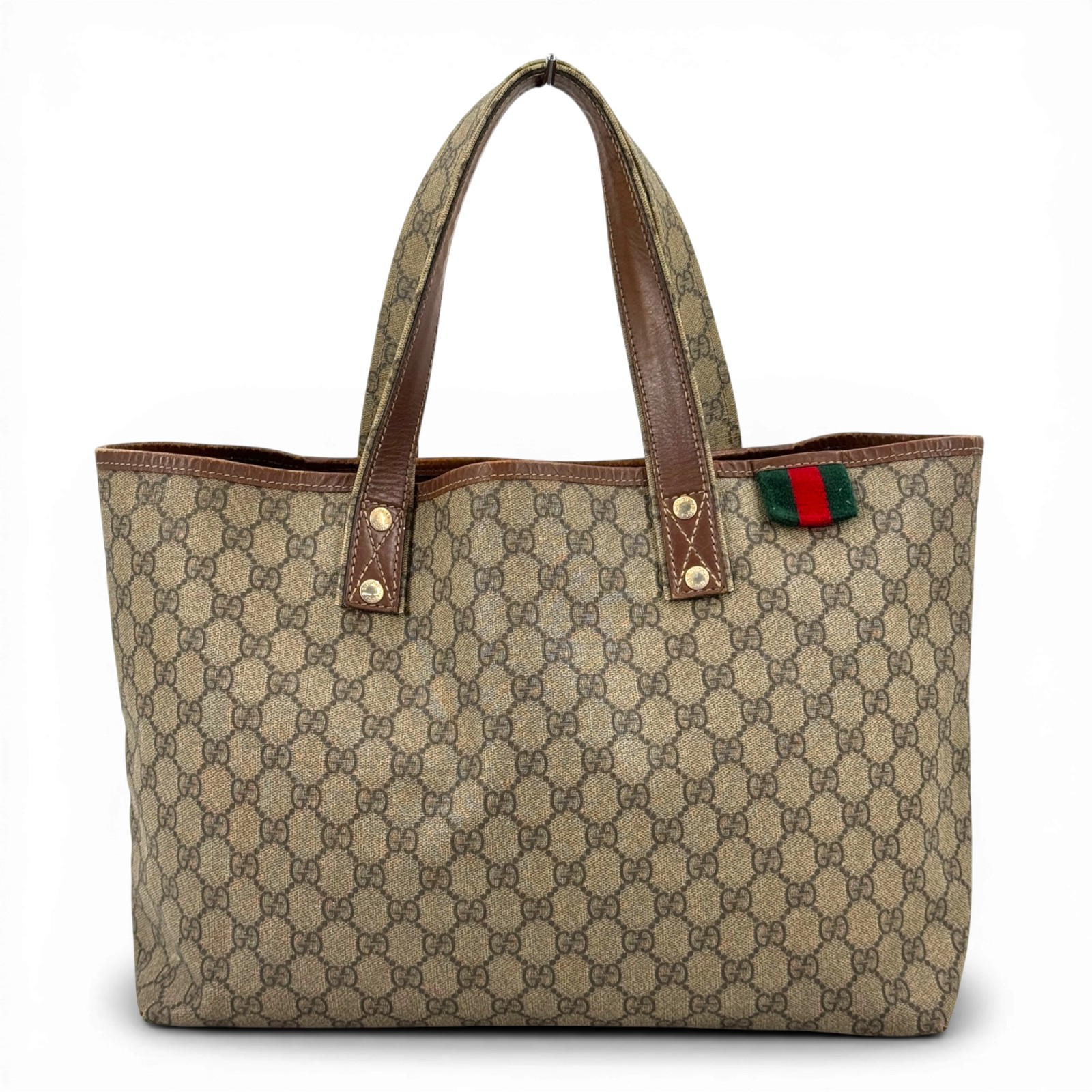 【中古】GUCCI GGスプリーム シェリーライン ベージュ トートバッグ