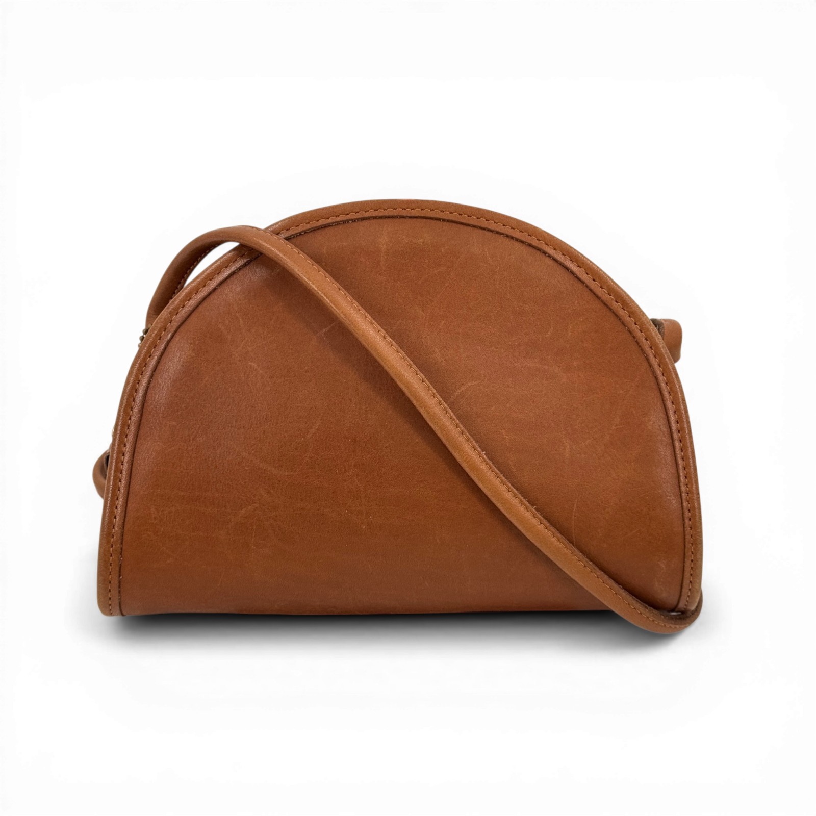 【中古】COACH ブラウン フルグレインレザー ショルダーバッグ オールドCOACH