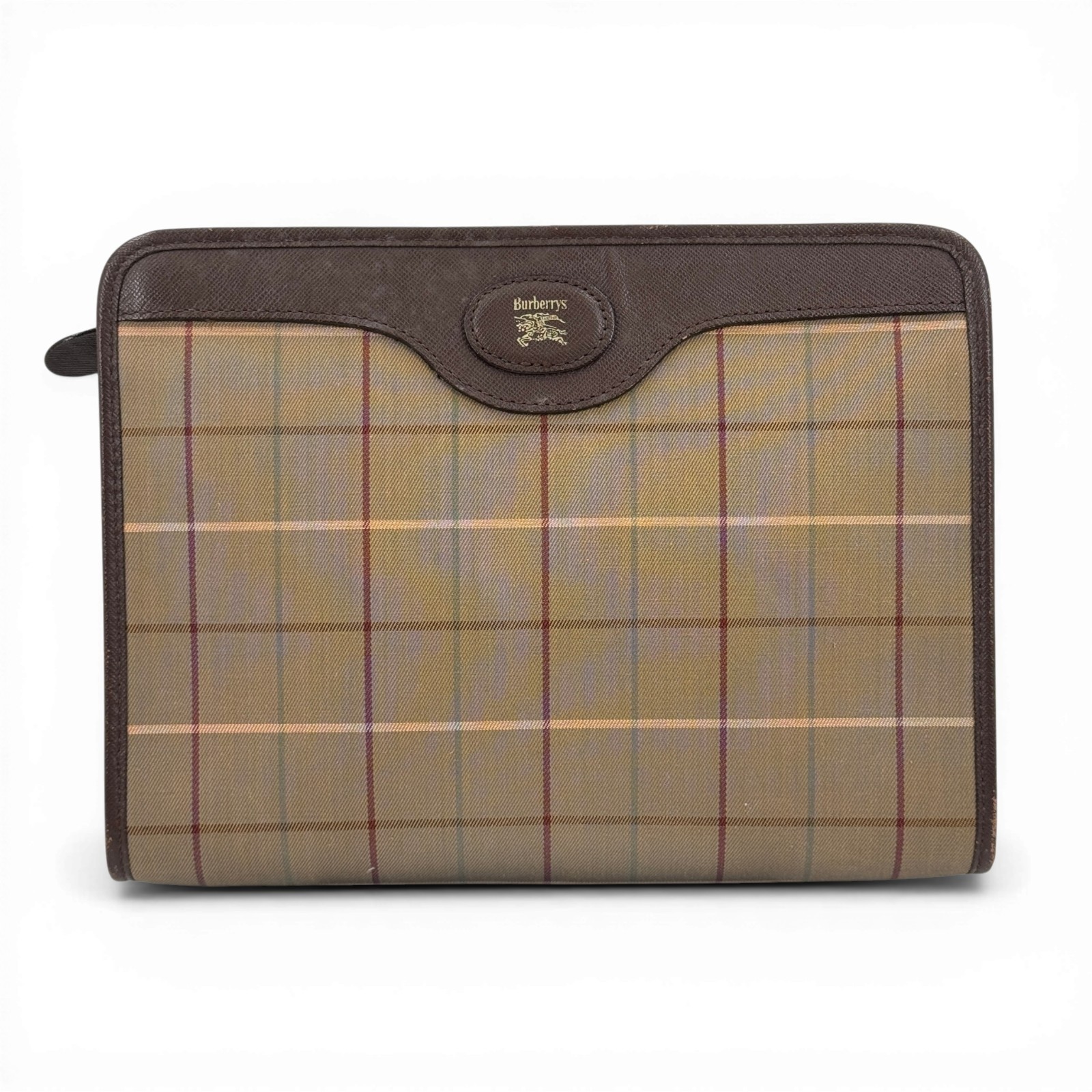 【中古】BURBERRY クラッチバッグ チェック キャンバス ヴィンテージ
