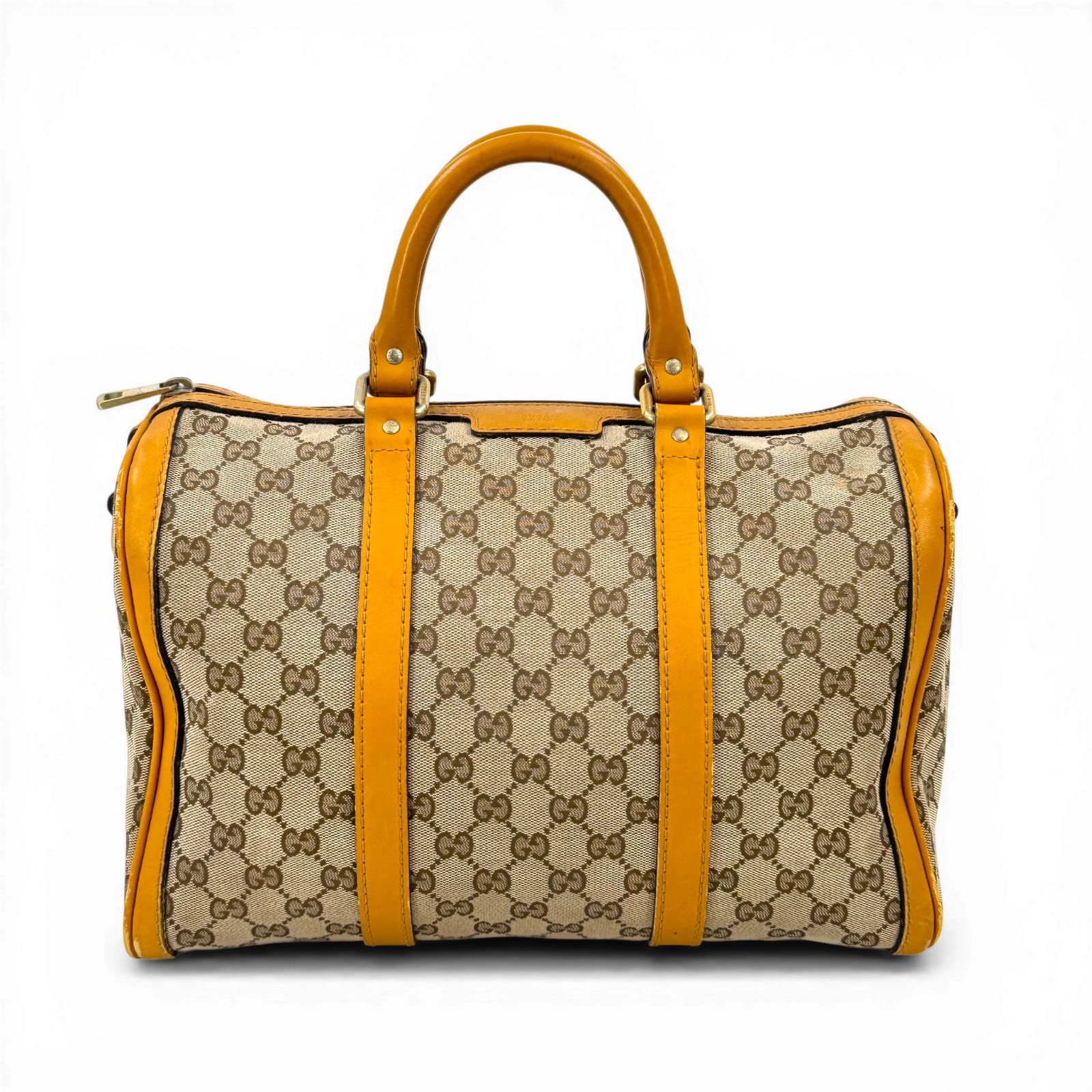 【中古】GUCCI GGキャンバス ベージュ ボストンバッグ イタリア製