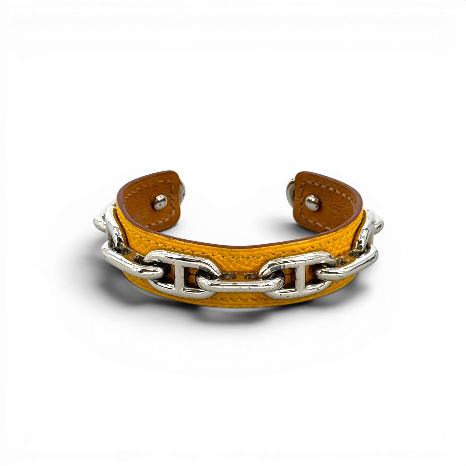 【中古】HERMES シェーヌダンクル なめし革 腕輪 バングル