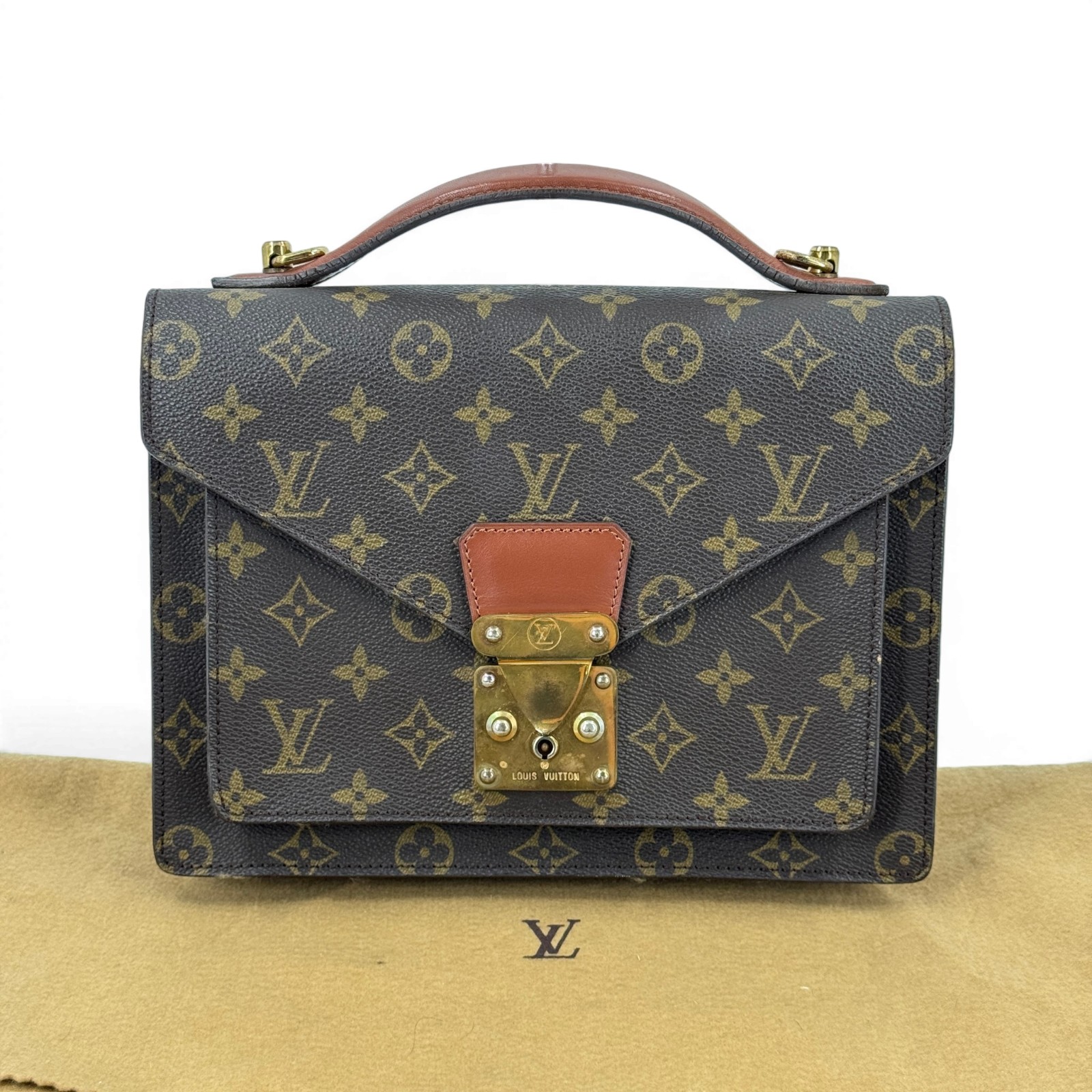 【中古】LOUIS VUITTON モンソー モノグラム 赤銅色 2WAY ハンドバック M51187