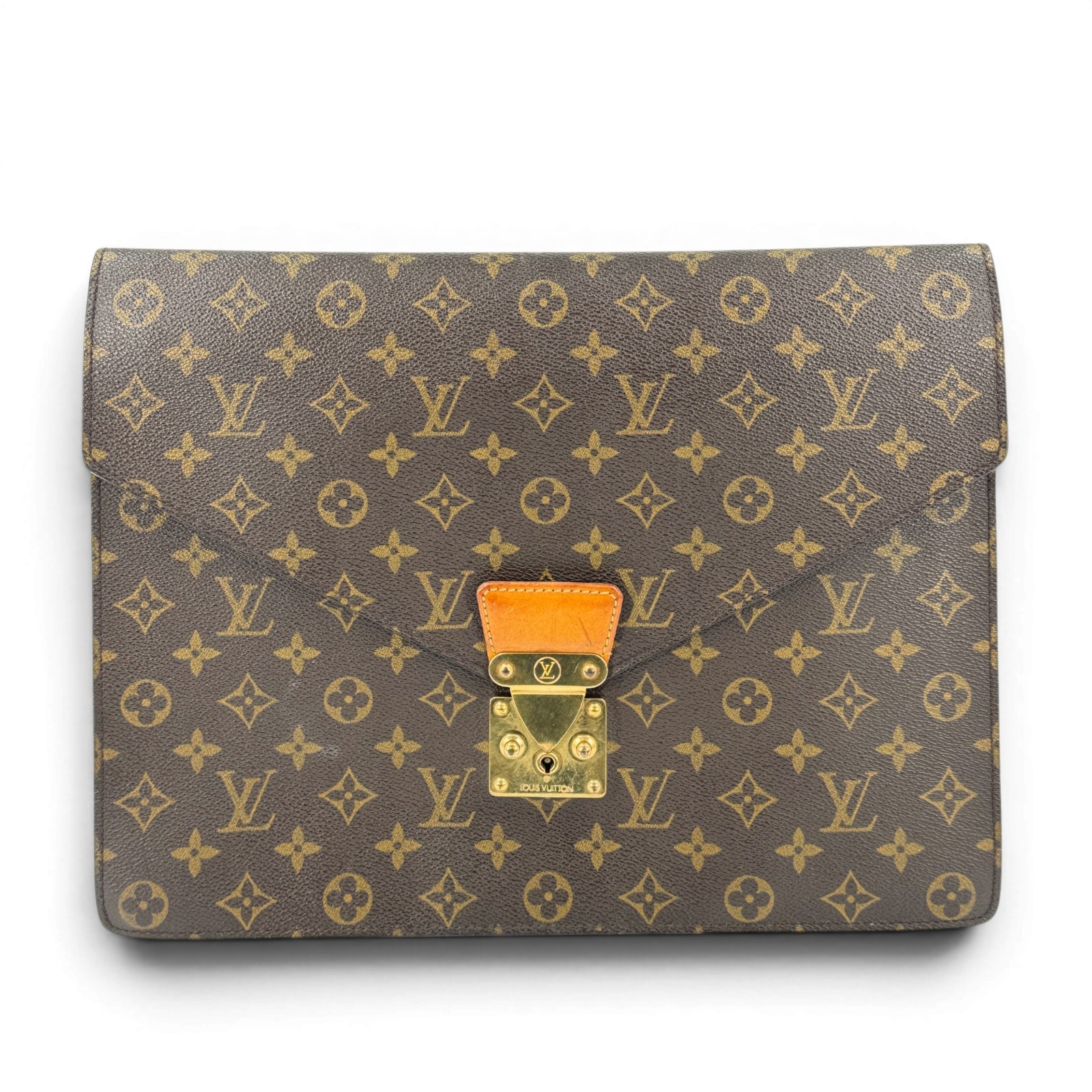 【中古】LOUIS VUITTON ポルトドキュマン セナトゥール モノグラム クラッチペダル M53335