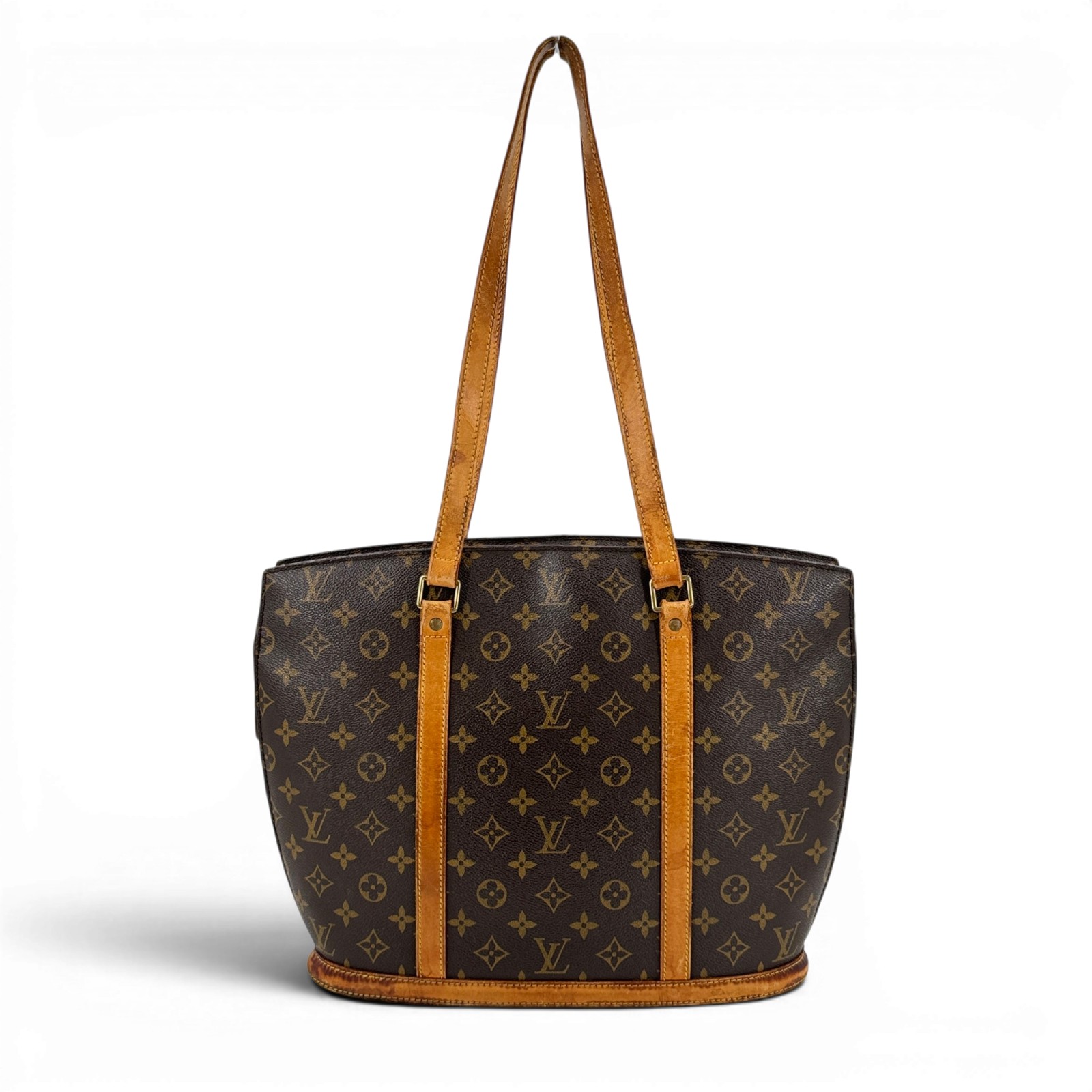 【中古】LOUIS VUITTON バビロン モノグラム 帆布 赤銅色 ジップ トートバッグ M51102