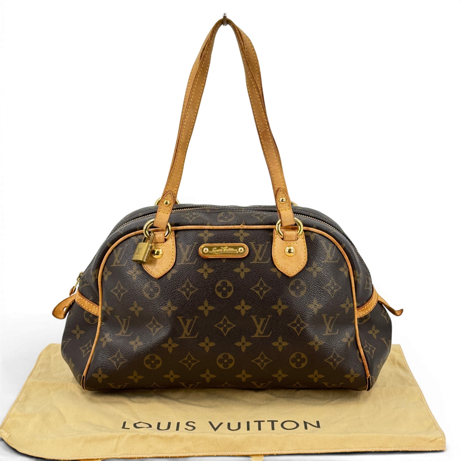 【中古】LOUIS VUITTON モントルグイユPM モノグラム 赤銅色 ジップショルダーバッグ M95565