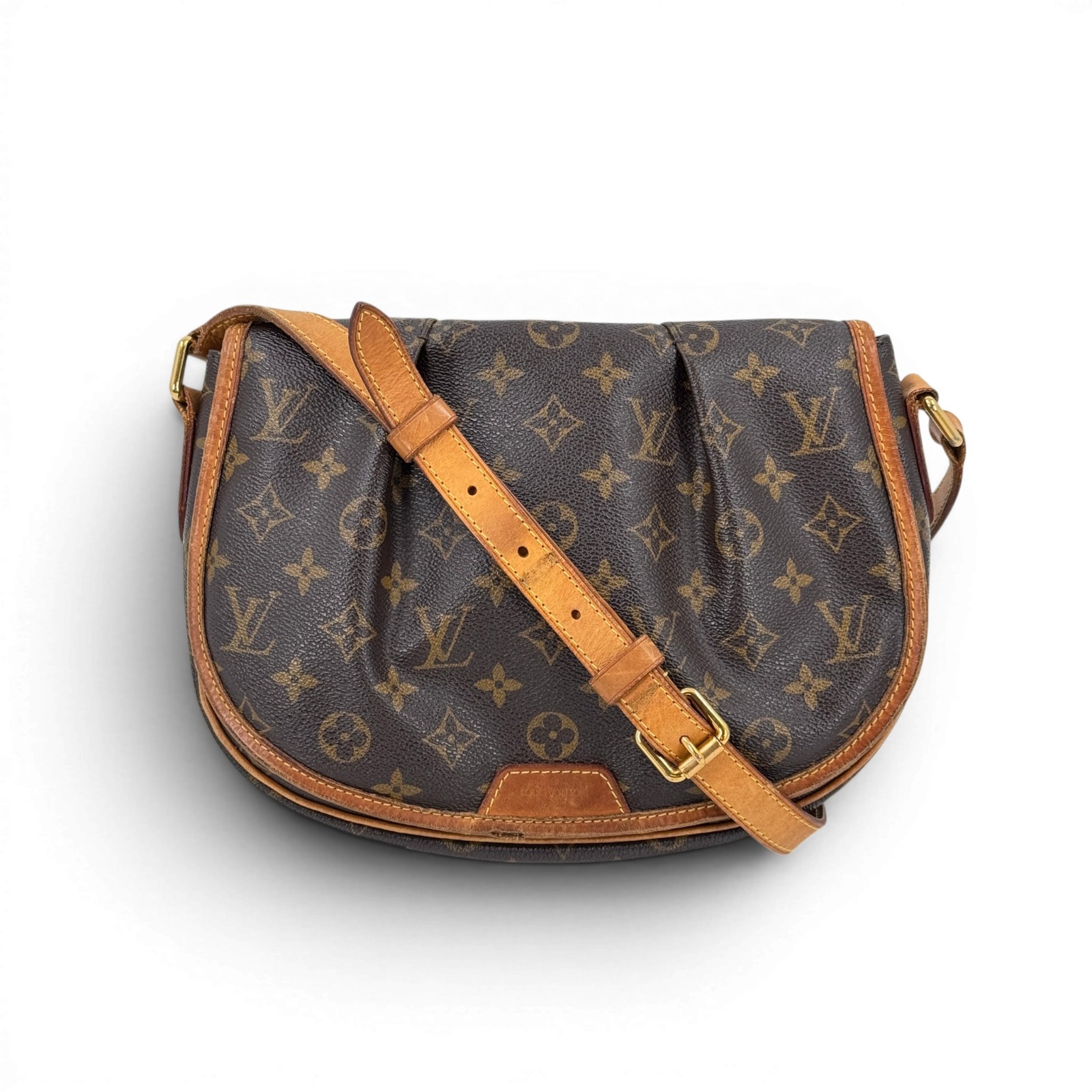 【中古】LOUIS VUITTON メニルモンタンPM モノグラム帆布 赤銅色 ショルダーバッグ M40474